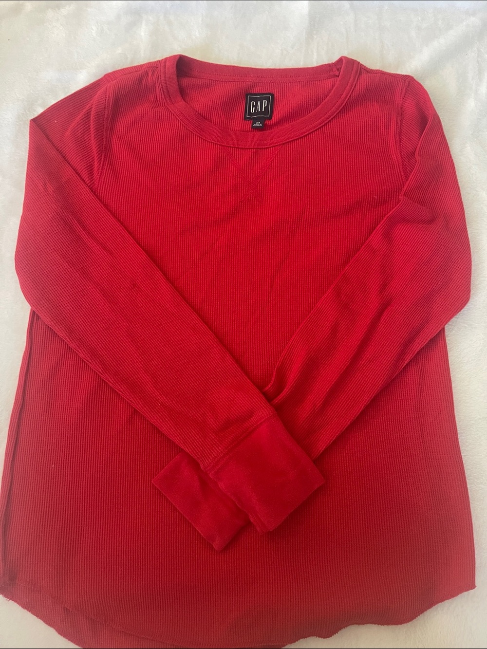 GAP Women's Bright Red Ribbed Crewneck Sweater